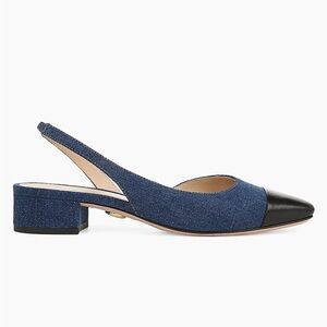 Veronica Beard Blue and Black Slingback Flats